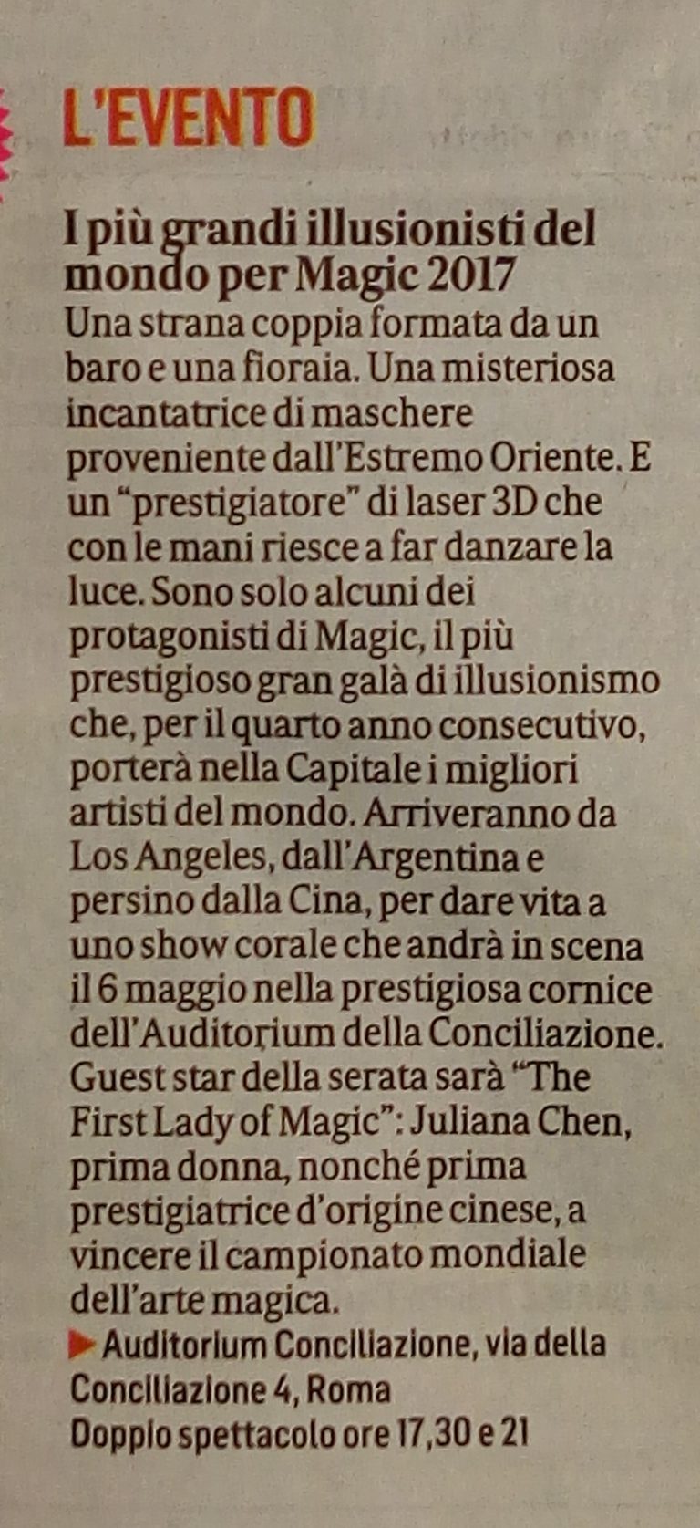 Magic 2017 - Il Messaggero - 6 maggio 2017