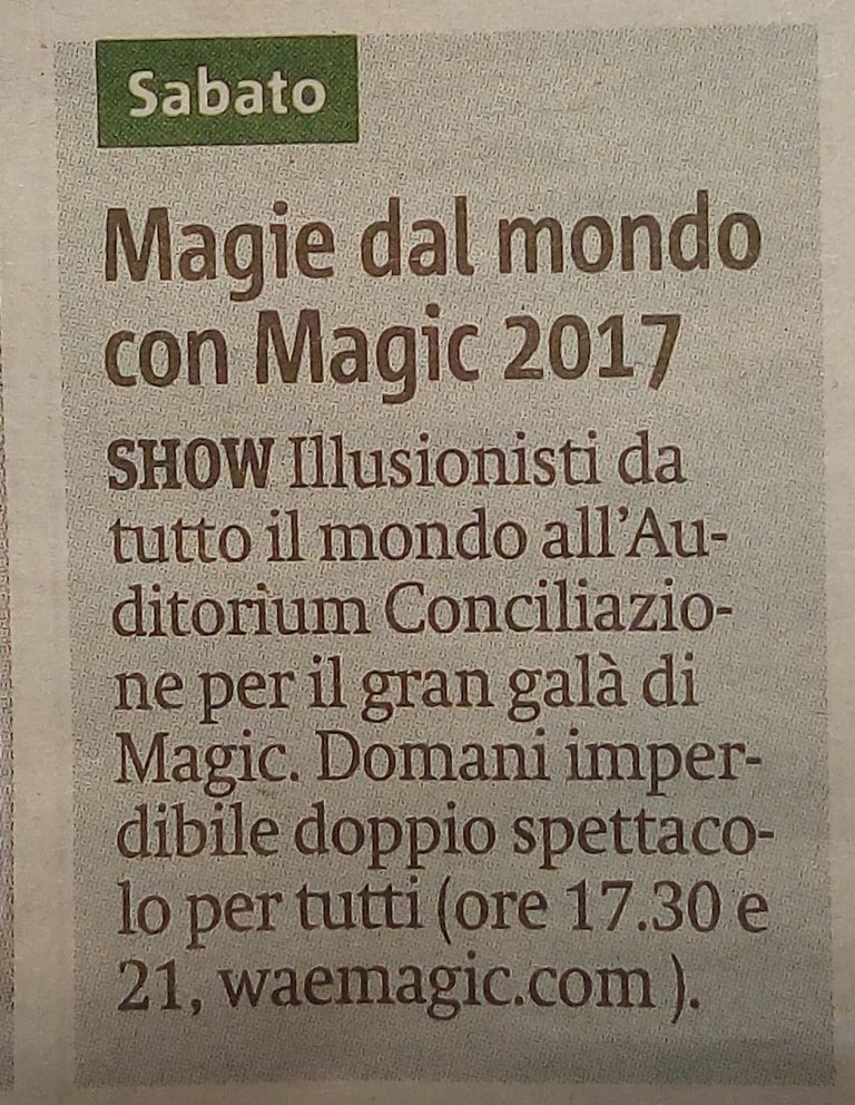 Magic 2017 - Metro - 5 maggio 2017