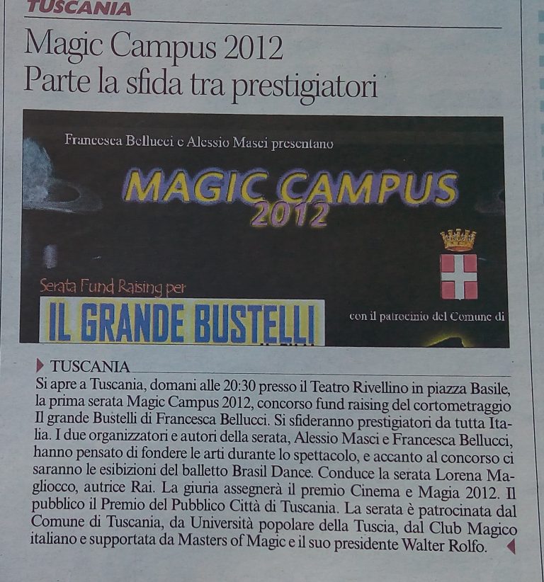 Magic Campus 2012 Tuscania - Corriere di Viterbo - 28 settembre 2012