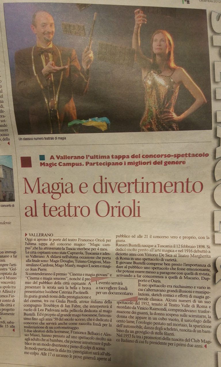 Magic Campus 2012 Vallerano - Il Corriere di Viterbo - 15 dicembre 2012